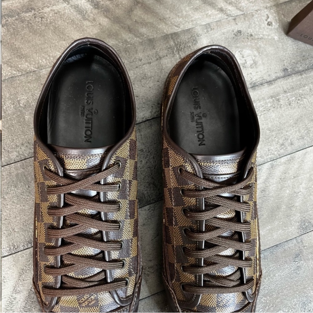 Louis Vuitton Damier Ebene Canvas Leather Shoes Sz10.5 - Picture 5 of 6